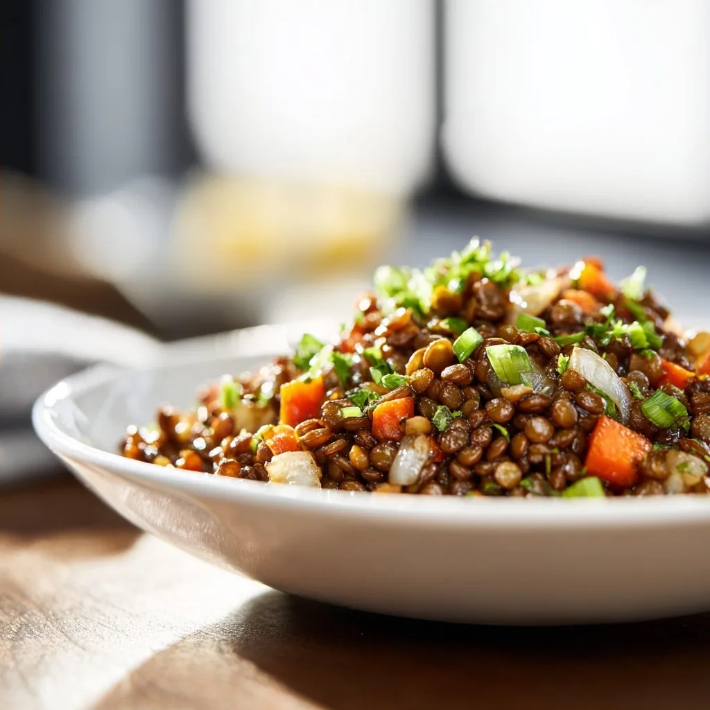 Healthy Lentil Rice Bowl Loaded with Veggies and Flavor