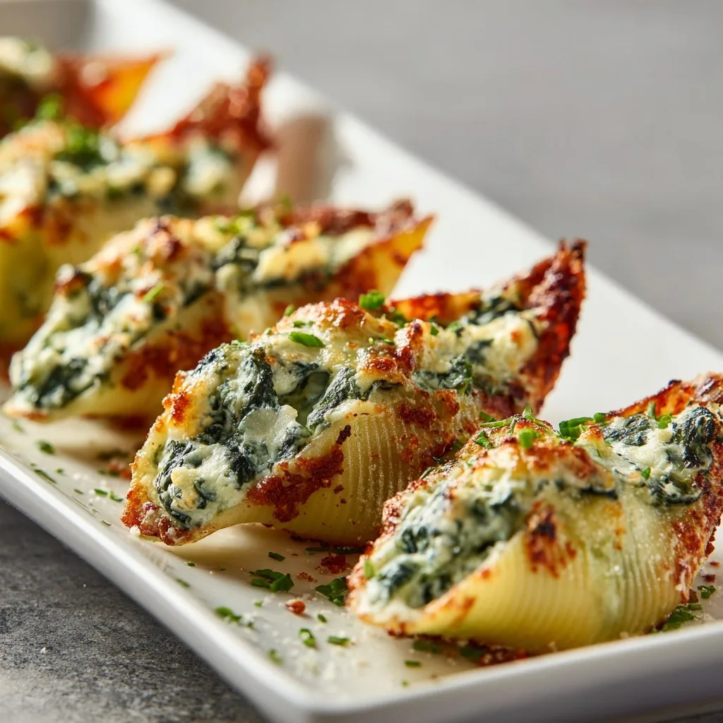 Spinach Ricotta Stuffed Shells with Marinara Sauce