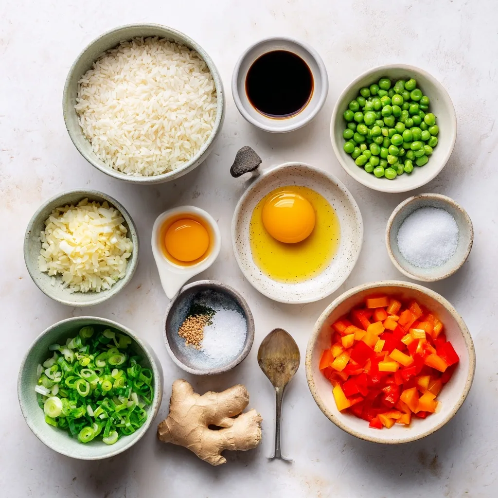Ingredients for Flavorful Veggie Fried Rice Ready in 20 Minutes